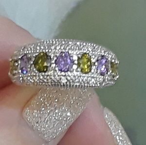 🔥NWT! Amethyst +Olivine Peridot +Topaz .925 Ring